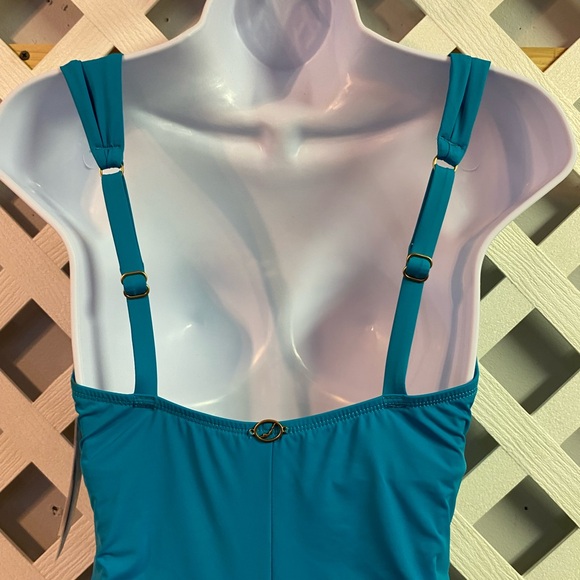 Jantzen Surplice Maillot One Piece Swimsuit UPF50+ Ideal Teal Regular 10 - Picture 4 of 5